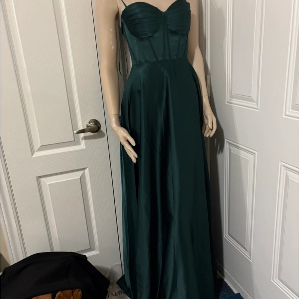 Chic Strapless Dark Green Maxi Dress